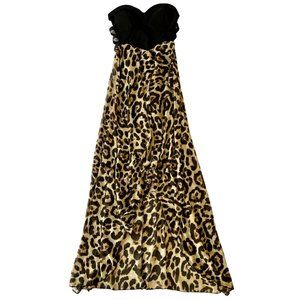 Windsor High/Low Leopard Print Strapless Dress Women's Size M